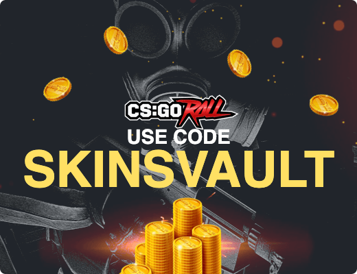 CSGORoll, use code SKINSVAULT for 3 free cases plus a 5% deposit bonus