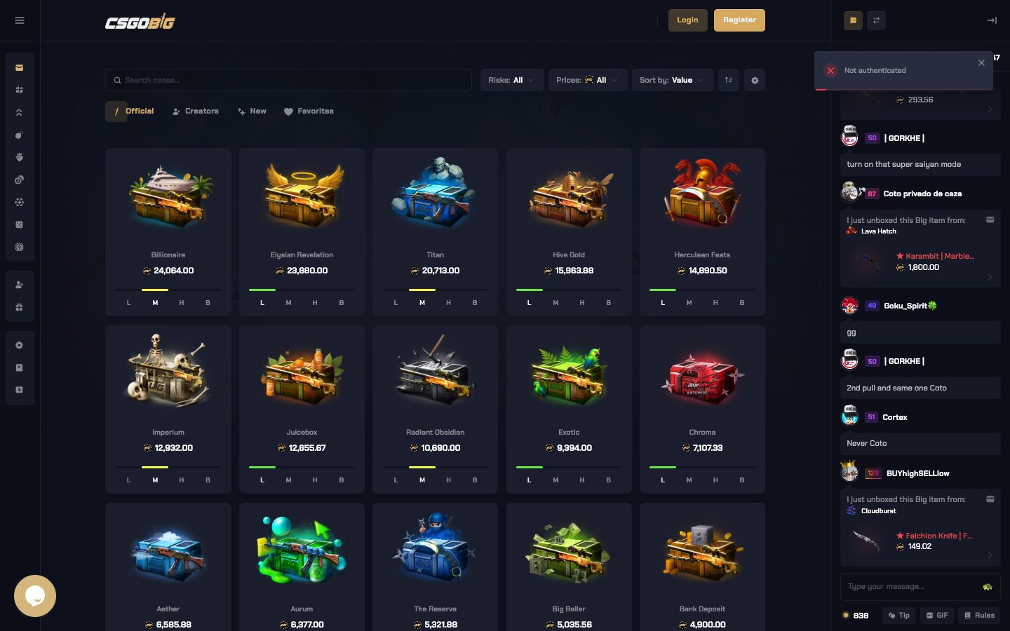 CSGOBig front page, captured 2 Sep 2026