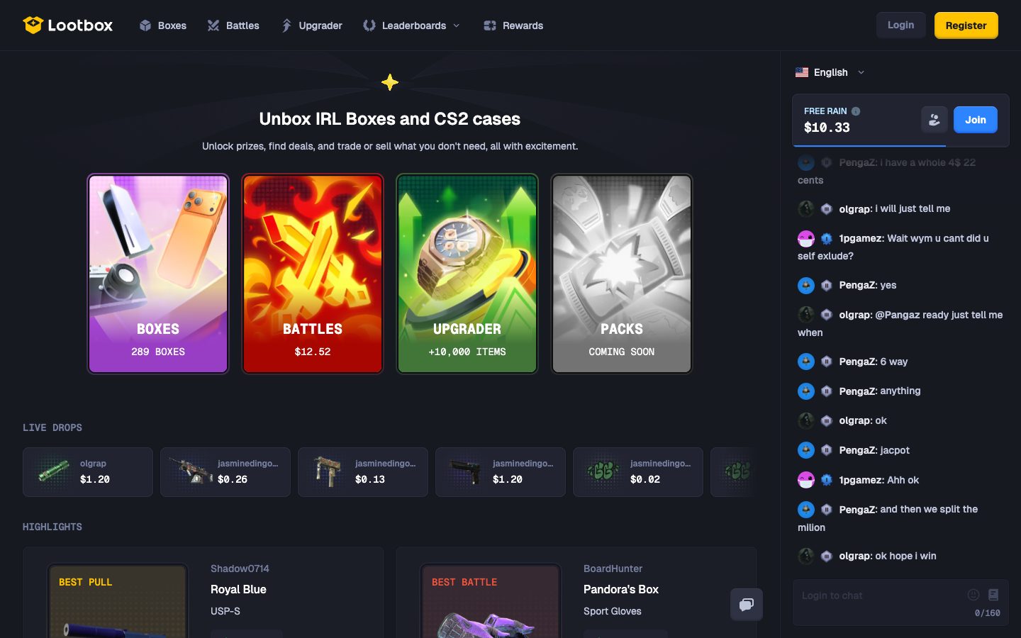 The LootBox home page as it appeared on 4 Aug 2026